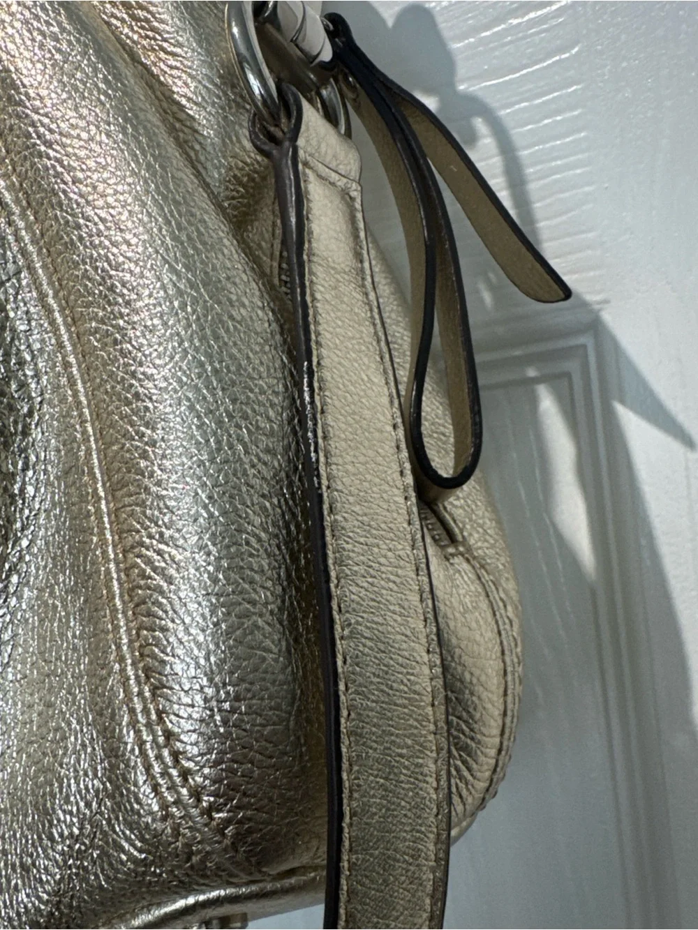 b. makowsky Metallic Gold Leather Shoulder Bag